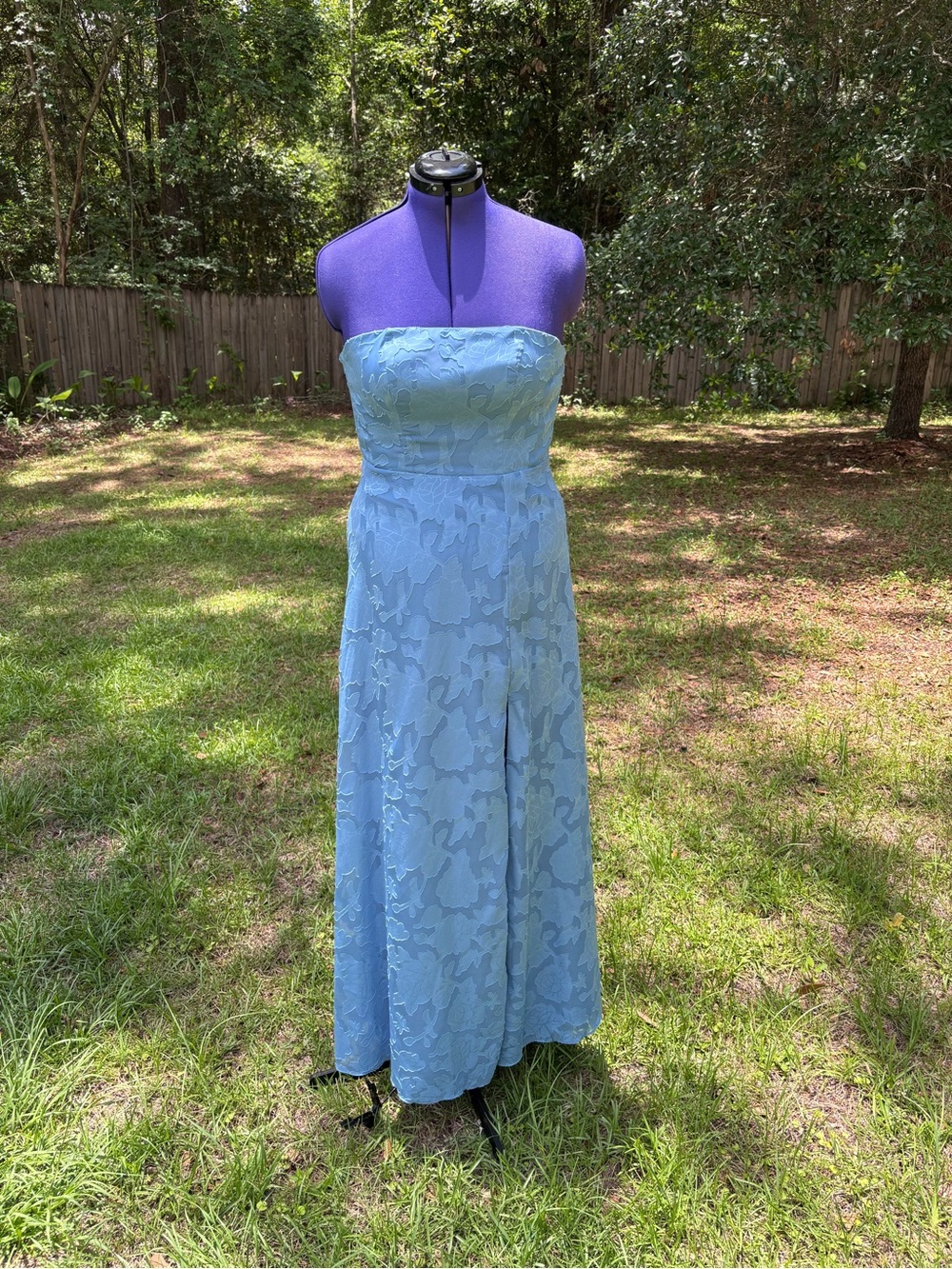 Light Blue Floral Burnout Dress
